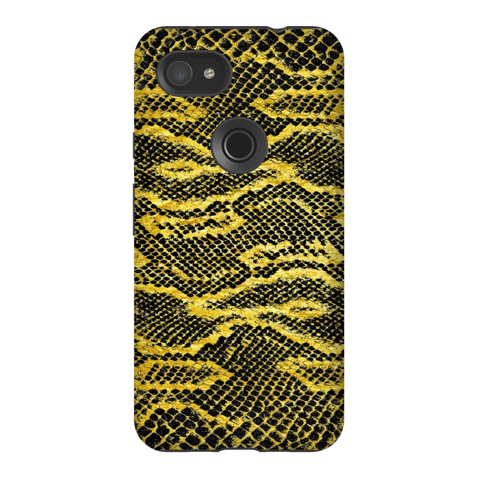 Pixel 3AXL StrongFit Black and Gold Snake Skin II by Art Design Works