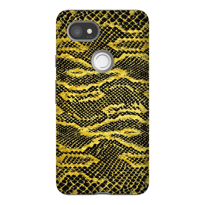 Pixel 2XL StrongFit Black and Gold Snake Skin II by Art Design Works