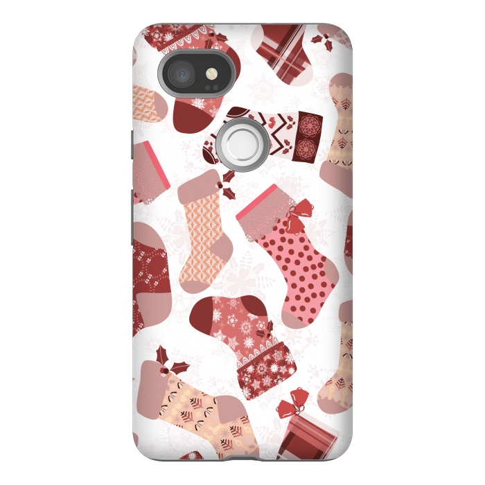 Pixel 2XL StrongFit Christmas Stockings in Pink and Beige by Paula Ohreen