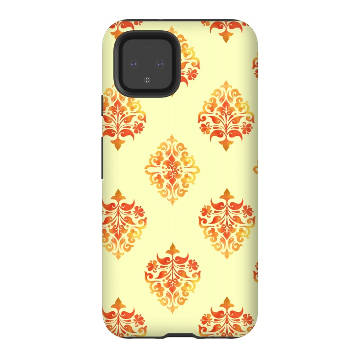 Pixel 4 StrongFit ORANGE YELLOW ETHNIC PATTERN by MALLIKA