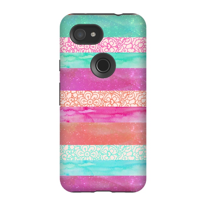 Pixel 3A StrongFit Tropical Stripes by Tangerine-Tane