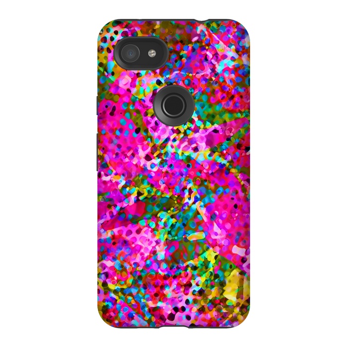 Pixel 3AXL StrongFit Floral Abstract Stained Glass G548 by Medusa GraphicArt