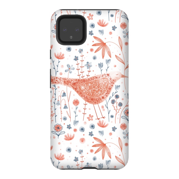 Pixel 4XL StrongFit Apricot Bird by Nic Squirrell