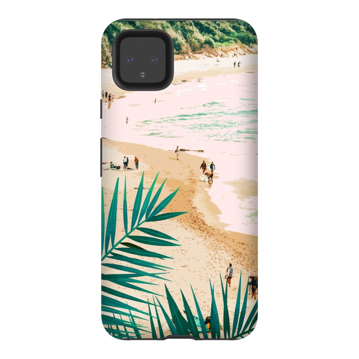 Pixel 4XL StrongFit Beach Weekend | Pastel Ocean Sea Tropical Travel | Scenic Sand Palm People Boho Vacation by Uma Prabhakar Gokhale