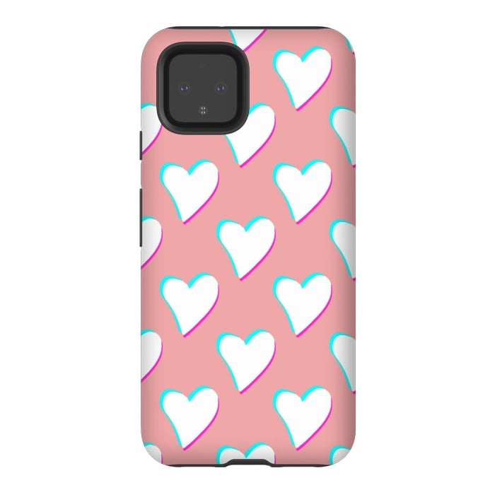 Pixel 4 StrongFit Retro Pink Hearts by Julie Erin Designs
