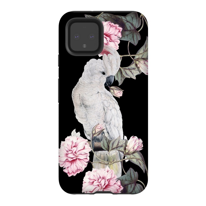 Pixel 4 StrongFit Nostalgic White Cockatoo With Pink Flowers by  Utart