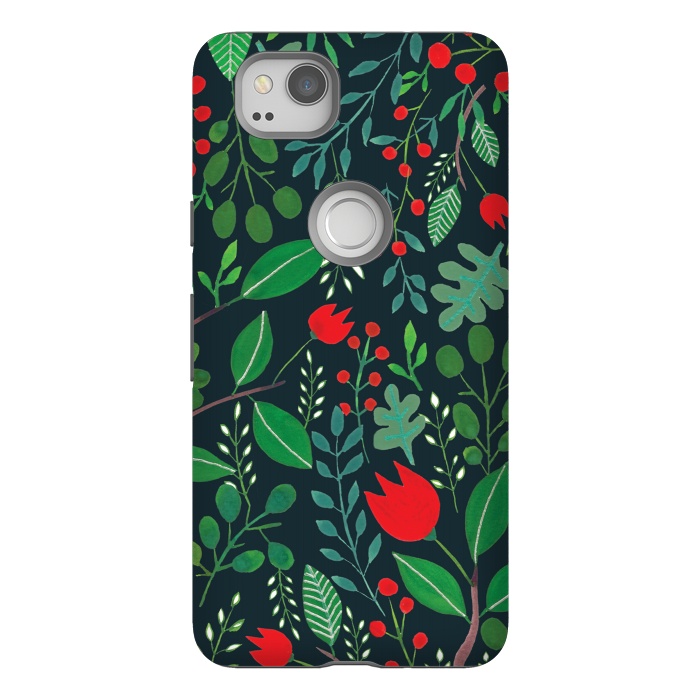 Pixel 2 StrongFit Christmas Floral Black by Hanny Agustine