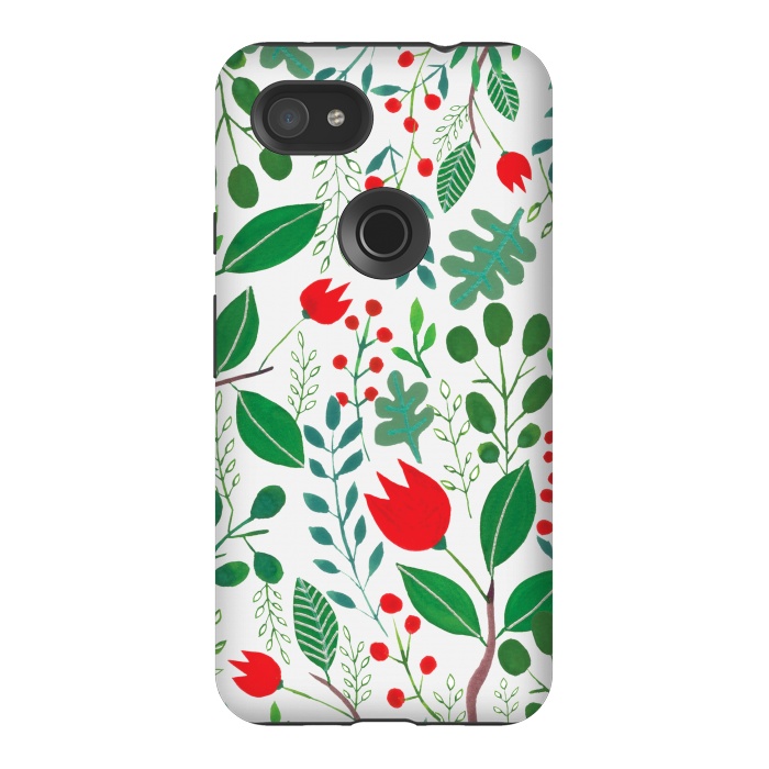 Pixel 3AXL StrongFit Christmas Floral 2 White by Hanny Agustine