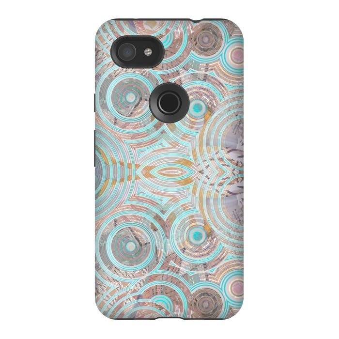 Pixel 3AXL StrongFit Pastel playful African inspired circle sketch pattern by Oana 