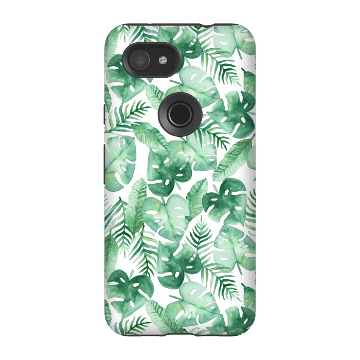 Pixel 3A StrongFit Tropical Jungle on White by Tangerine-Tane
