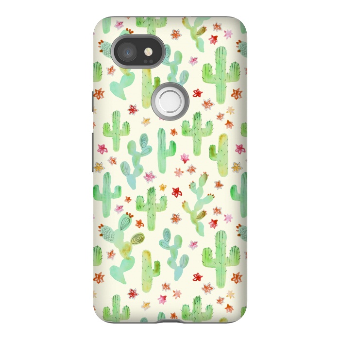 Pixel 2XL StrongFit Watercolor Cacti by Tangerine-Tane