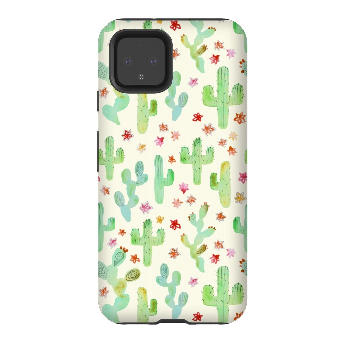 Pixel 4 StrongFit Watercolor Cacti by Tangerine-Tane