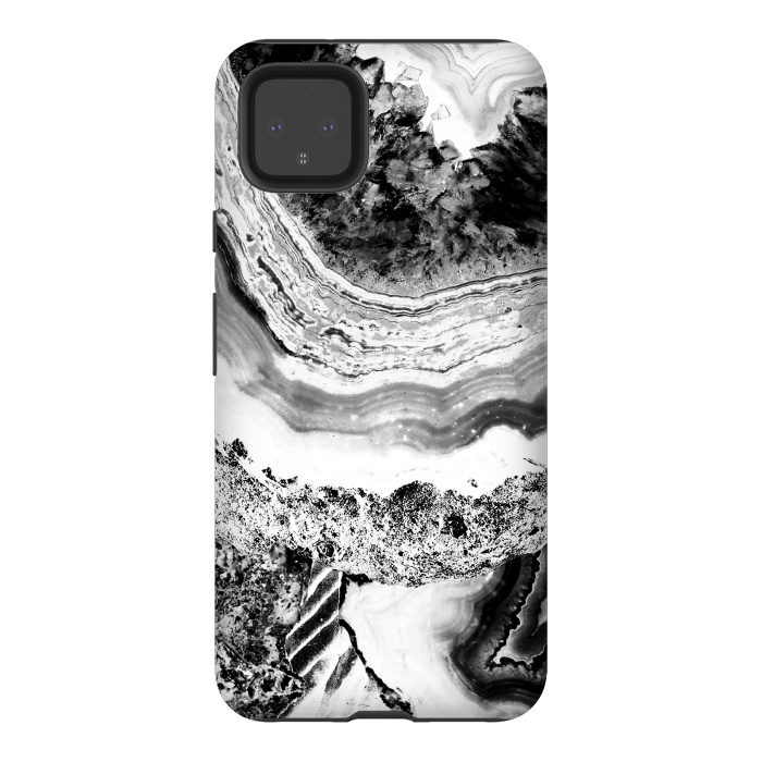 Pixel 4XL StrongFit Black and white geode marble art by Oana 