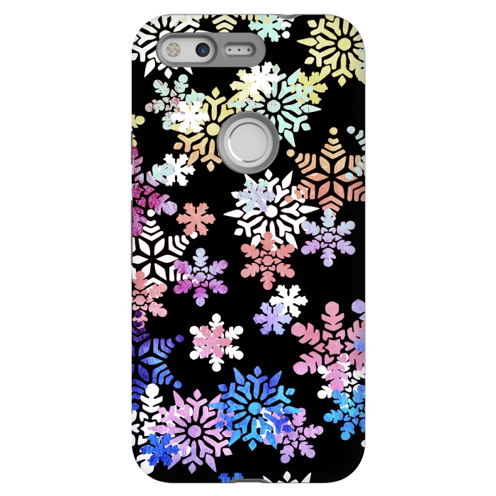 Pixel StrongFit Rainbow colourful snowflakes Christmas pattern by Oana 