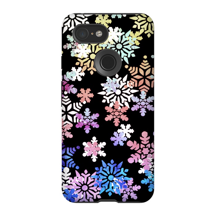 Pixel 3 StrongFit Rainbow colourful snowflakes Christmas pattern by Oana 