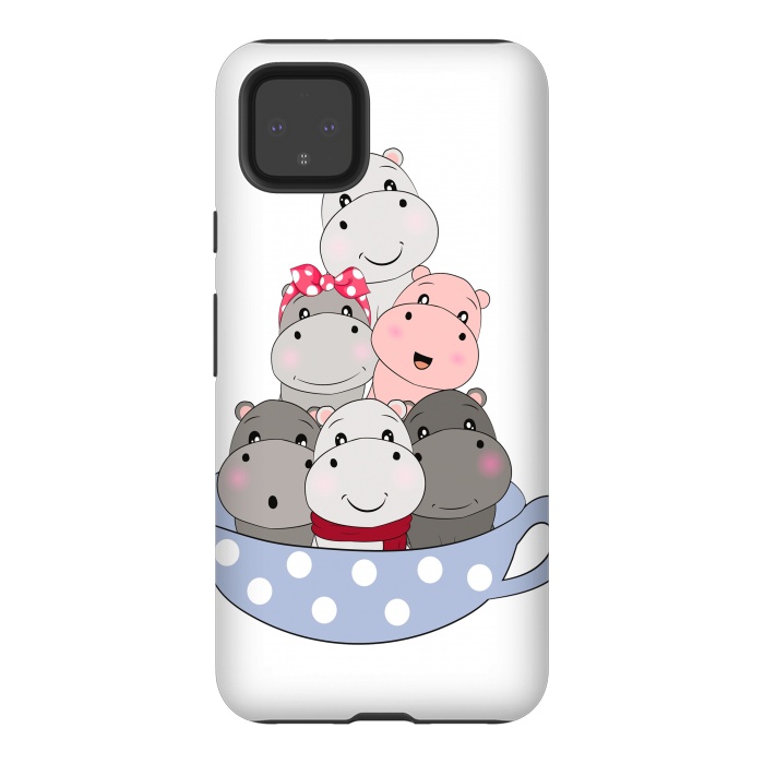 Pixel 4XL StrongFit cute hippos by haroulita