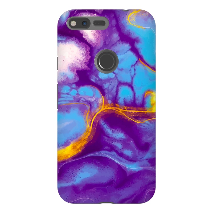 Pixel XL StrongFit blue purple gold marble by haroulita