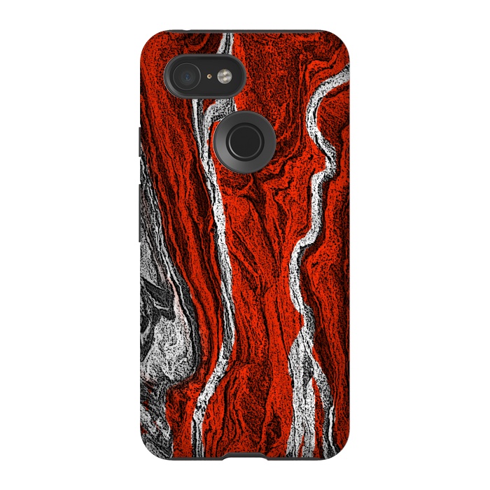 Pixel 3 StrongFit Red and white marble texture design by Josie