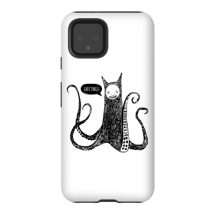 Pixel 4 StrongFit Greetings from the kraken cat by Laura Nagel