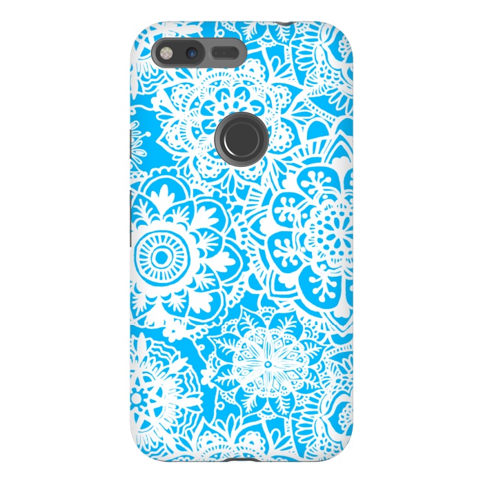Pixel XL StrongFit Blue and White Mandala Pattern by Julie Erin Designs