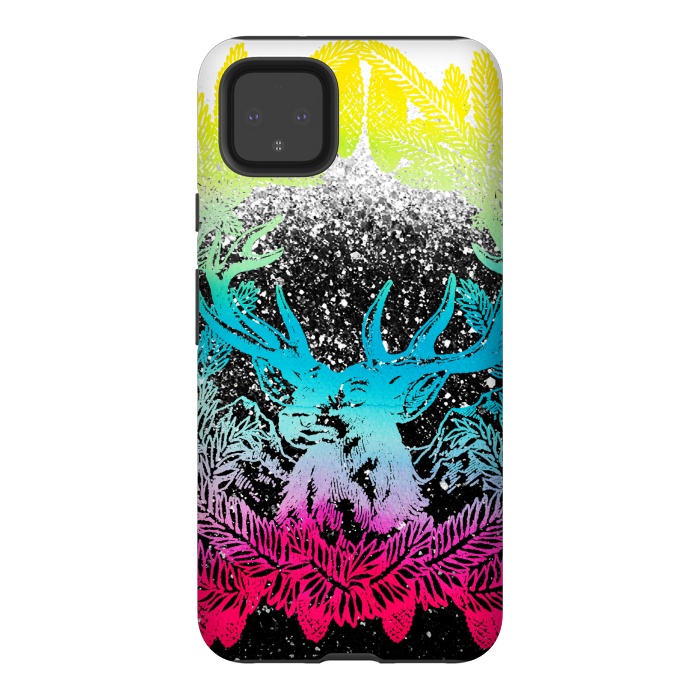 Pixel 4XL StrongFit Gradient reindeer and pine leaves illustration by Oana 