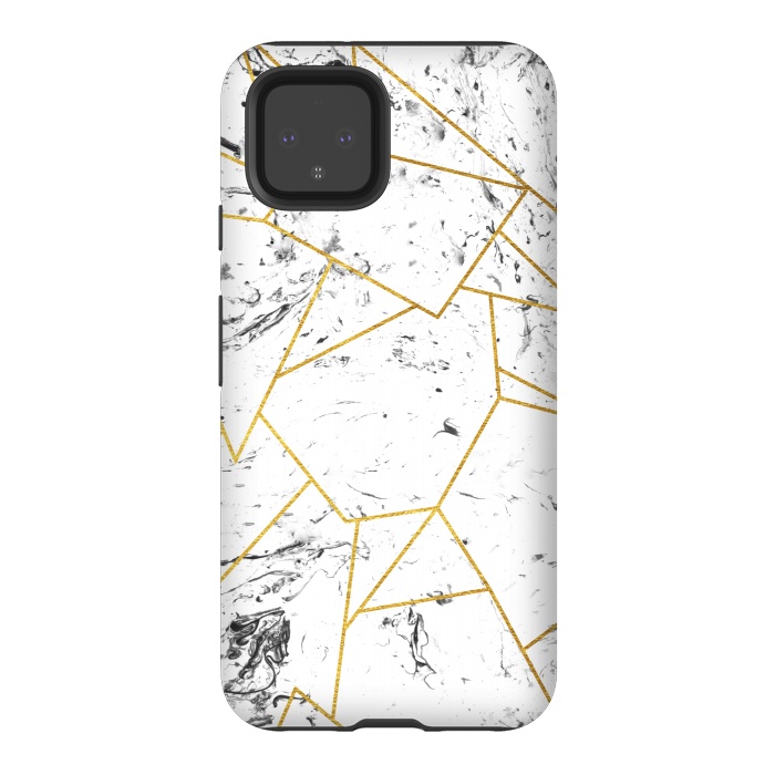 Pixel 4 StrongFit White marble and gold frame by Julia Badeeva