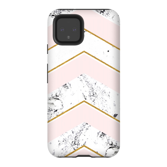 Pixel 4 StrongFit Marble. Pink and gold by Julia Badeeva