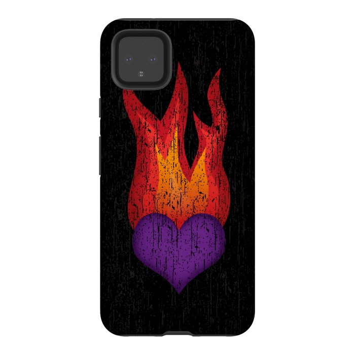 Pixel 4XL StrongFit Heart on Fire by Majoih