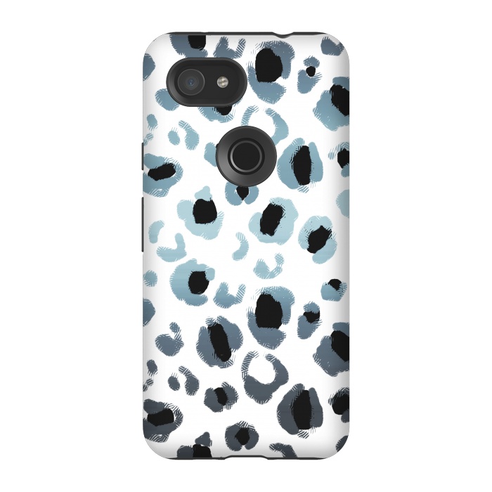 Pixel 3A StrongFit Blue grey gradient leopard print by Oana 