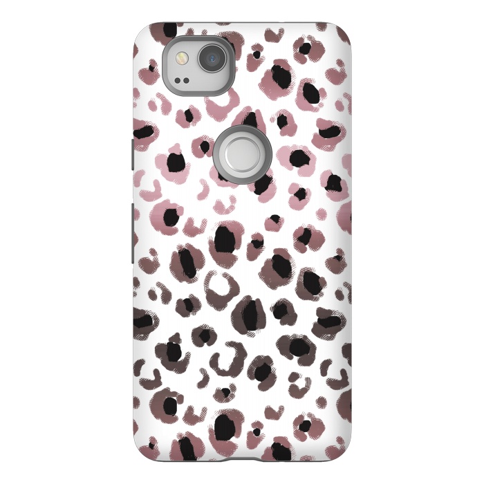 Pixel 2 StrongFit Pink brown leopard print spots by Oana 