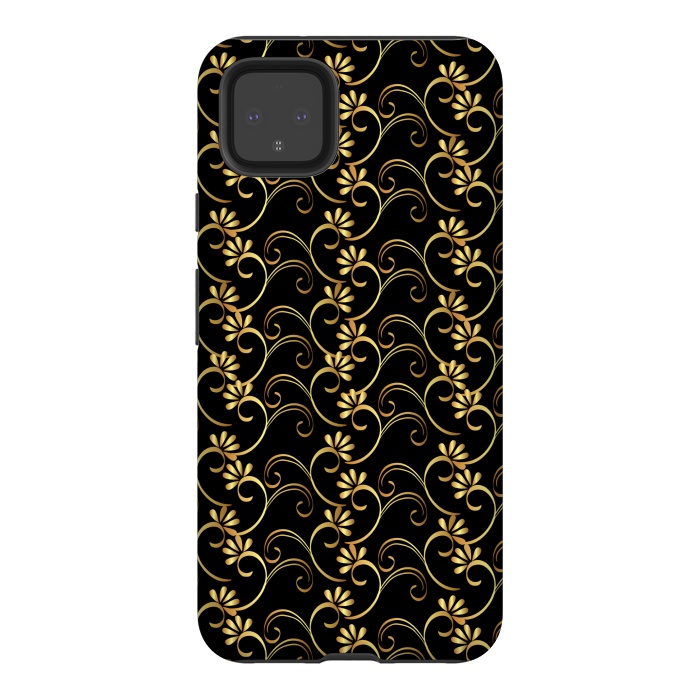 Pixel 4XL StrongFit golden black floral pattern by MALLIKA