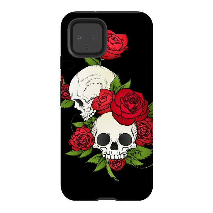 Pixel 4 StrongFit CUTE ROSE SKULL PATTERN by MALLIKA