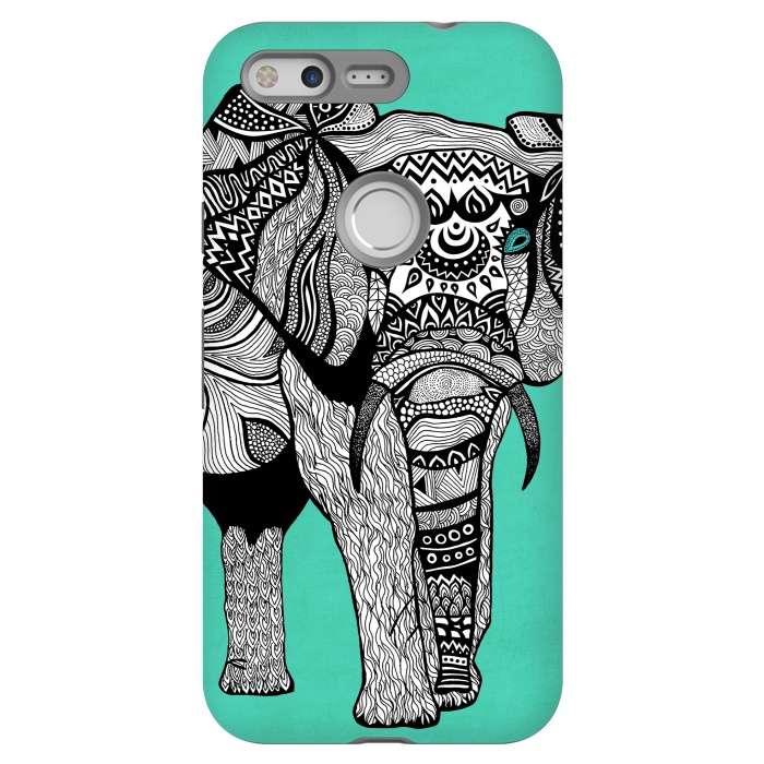 Pixel StrongFit Turquoise Elephant by Pom Graphic Design