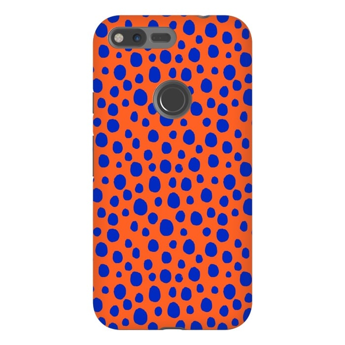 Pixel XL StrongFit blue orange animal print by MALLIKA