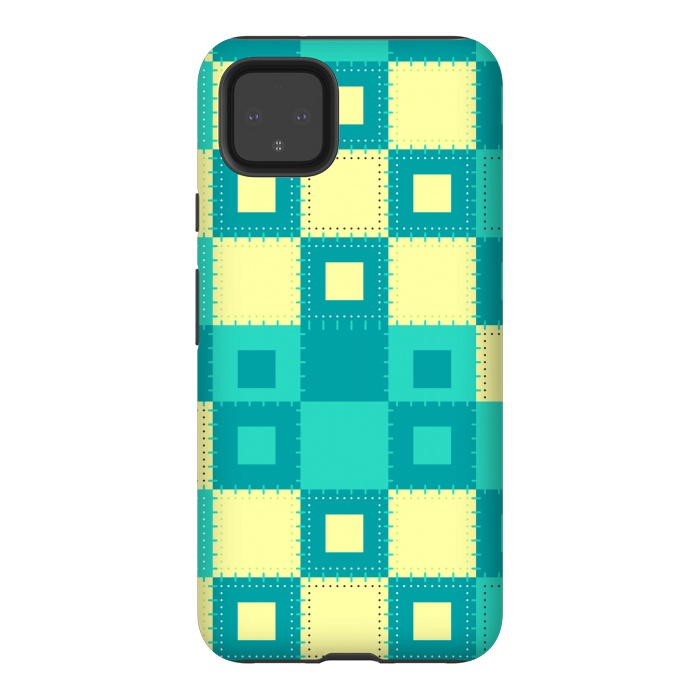 Pixel 4XL StrongFit blue yellow patchwork by MALLIKA