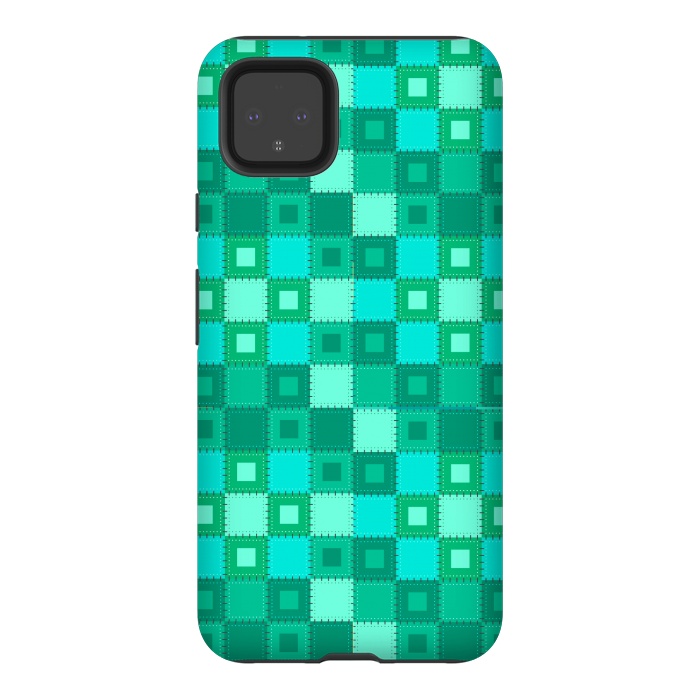 Pixel 4XL StrongFit blue green patchwork by MALLIKA