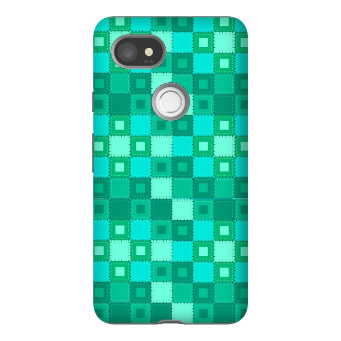 Pixel 2XL StrongFit blue green patchwork by MALLIKA