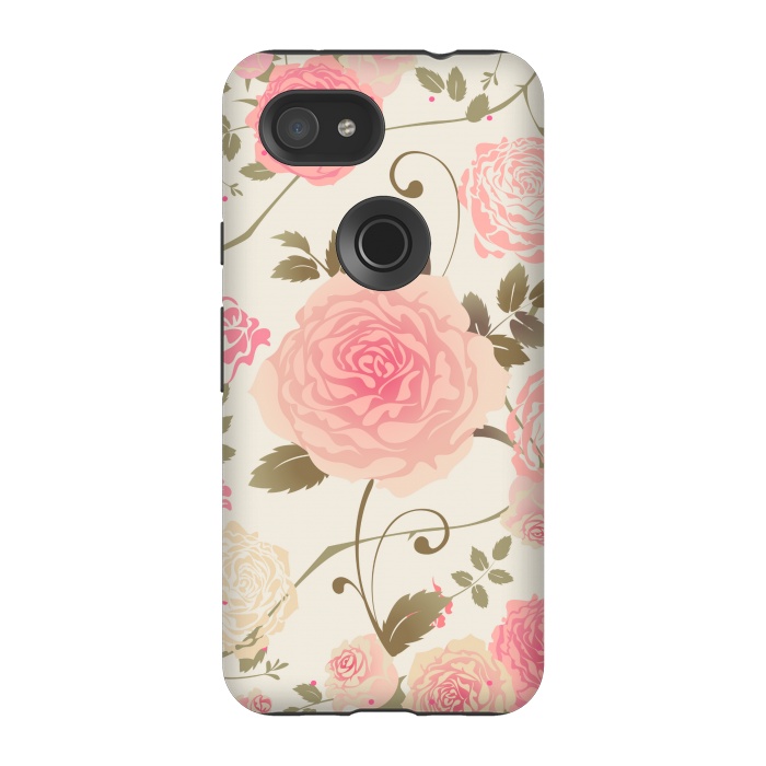 Pixel 3A StrongFit PINK ROSES PATTERN by MALLIKA