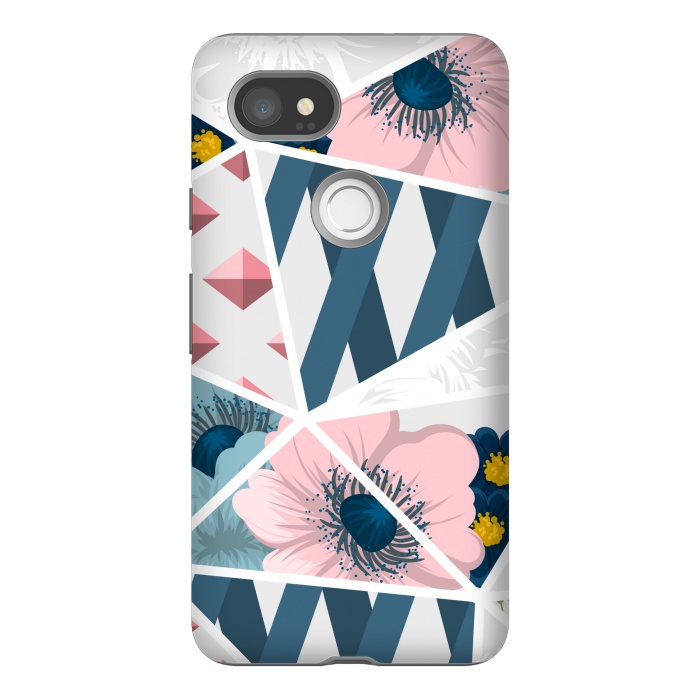 Pixel 2XL StrongFit BLUE PINK FLORAL PATCHWORK by MALLIKA