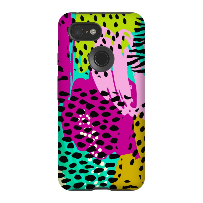 Pixel 3 StrongFit colorful abstract animal print by haroulita