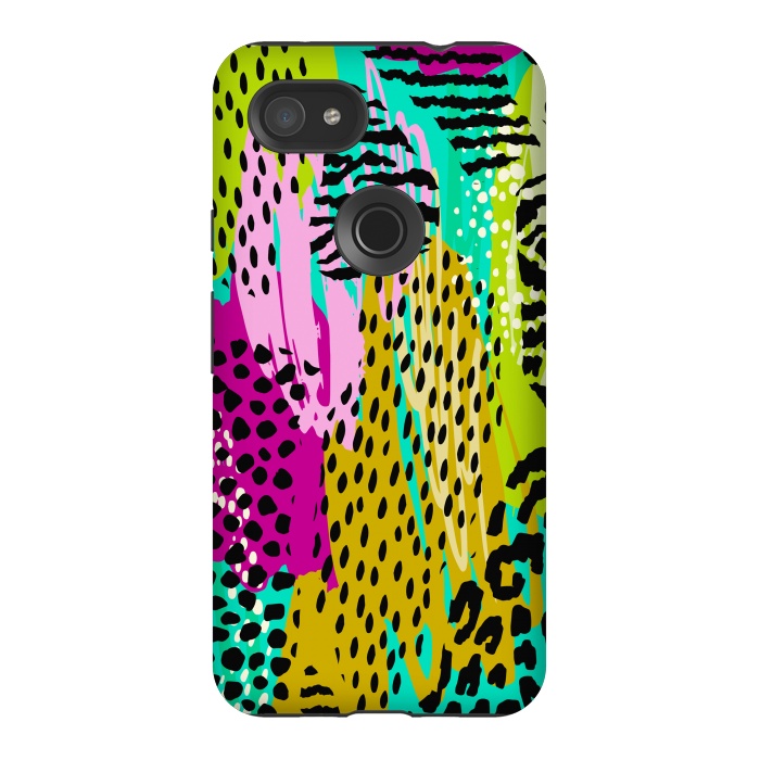 Pixel 3AXL StrongFit colorful abstract animal print by haroulita