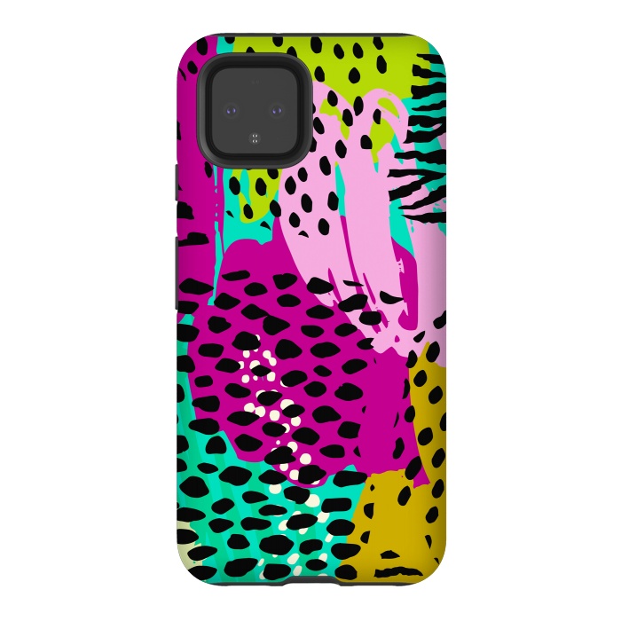 Pixel 4 StrongFit colorful abstract animal print by haroulita