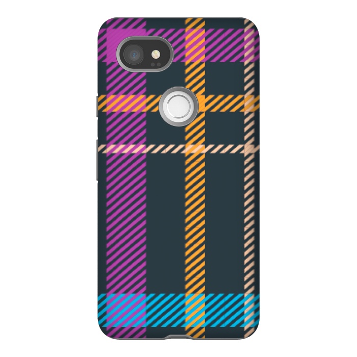 Pixel 2XL StrongFit tartan black orange purple by haroulita