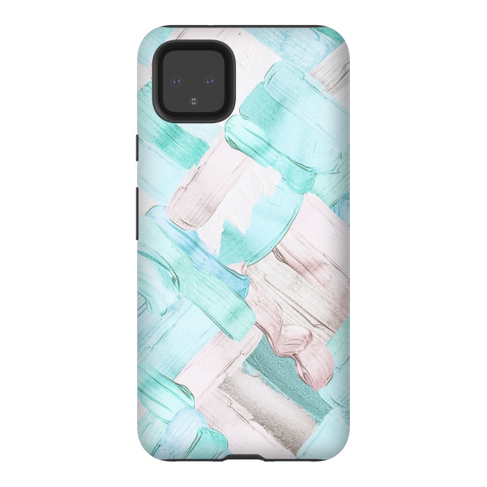 Pixel 4XL StrongFit Blush Teal Acrylic Thick Brush Strokes Pattenr by  Utart