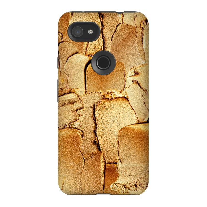 Pixel 3AXL StrongFit Faux Gold Acrylic Brush Strokes by  Utart