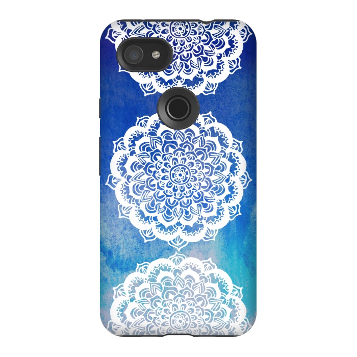 Pixel 3AXL StrongFit Intricate Mandala on Watercolor Blue by Tangerine-Tane