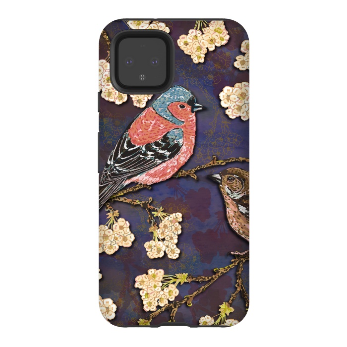 Pixel 4 StrongFit Chaffinches in Cherry Blossom by Lotti Brown