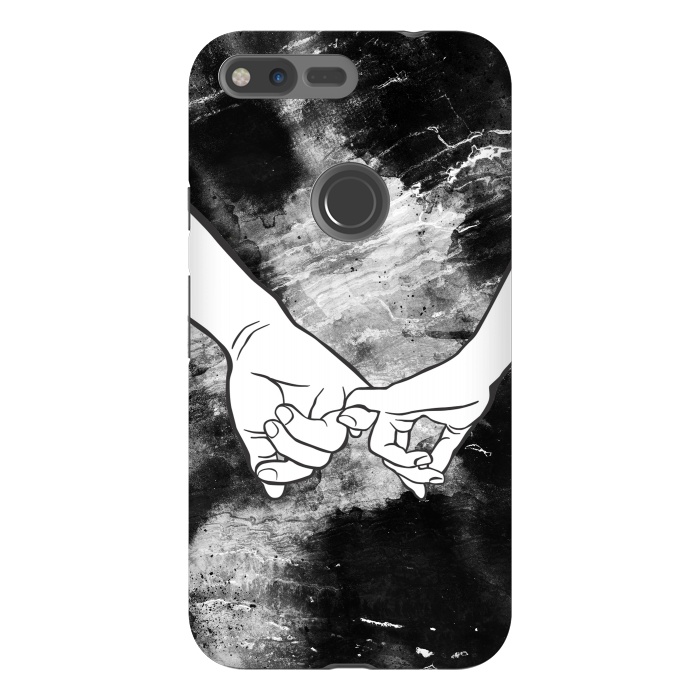 Pixel XL StrongFit Couple holding hands dark marble by Oana 