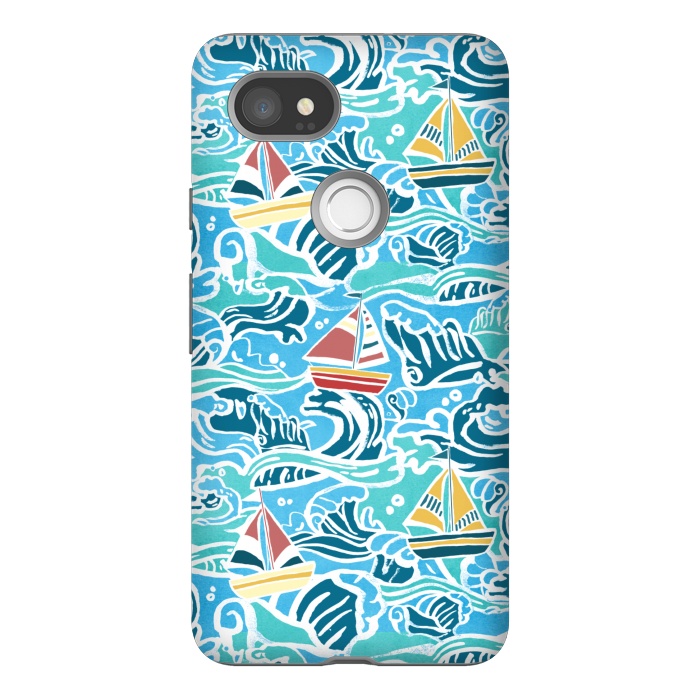 Pixel 2XL StrongFit Sailboats & Waves by Tangerine-Tane