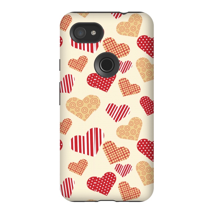 Pixel 3AXL StrongFit RED GOLDEN HEARTS by MALLIKA